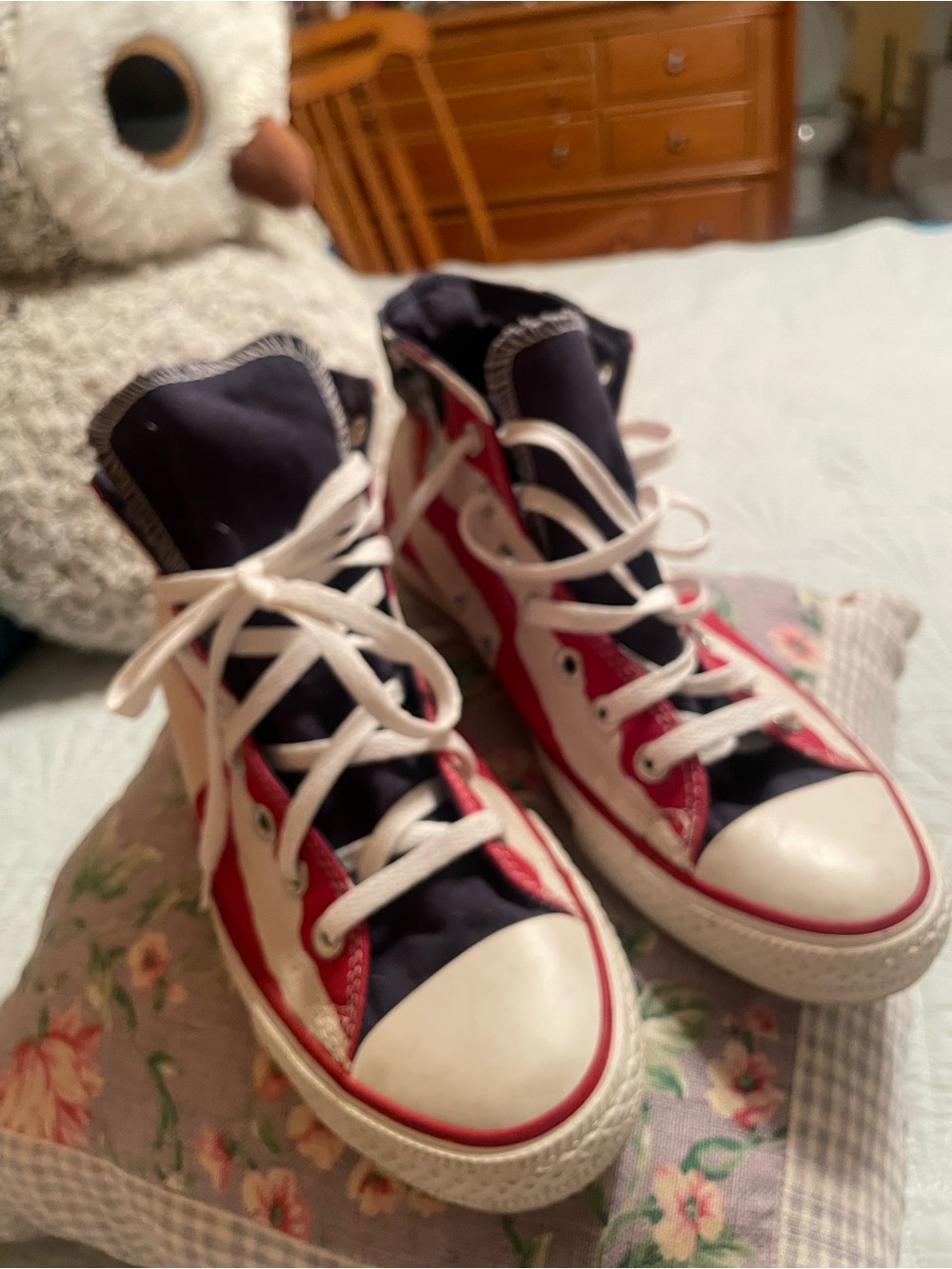 Converse High-Top Sneakers in Navy and Red
